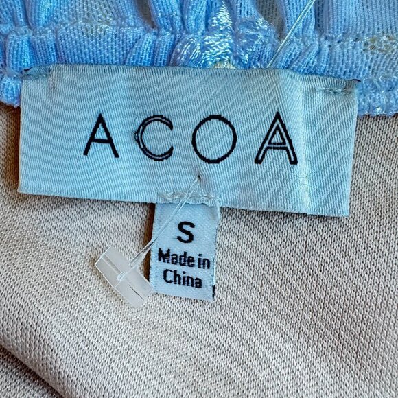 Fairy Baby Doll Crop Top Sheer Balloon Sleeve Ruffled Y2K Daisy Embroidery S - Picture 5 of 7